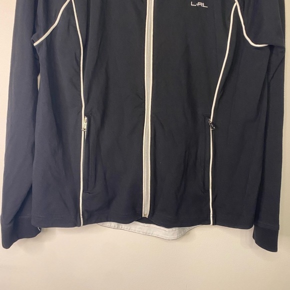 Lauren Ralph Lauren Black Stretch Full Zip Pockets Athletic Track Jacket XL - Picture 6 of 15